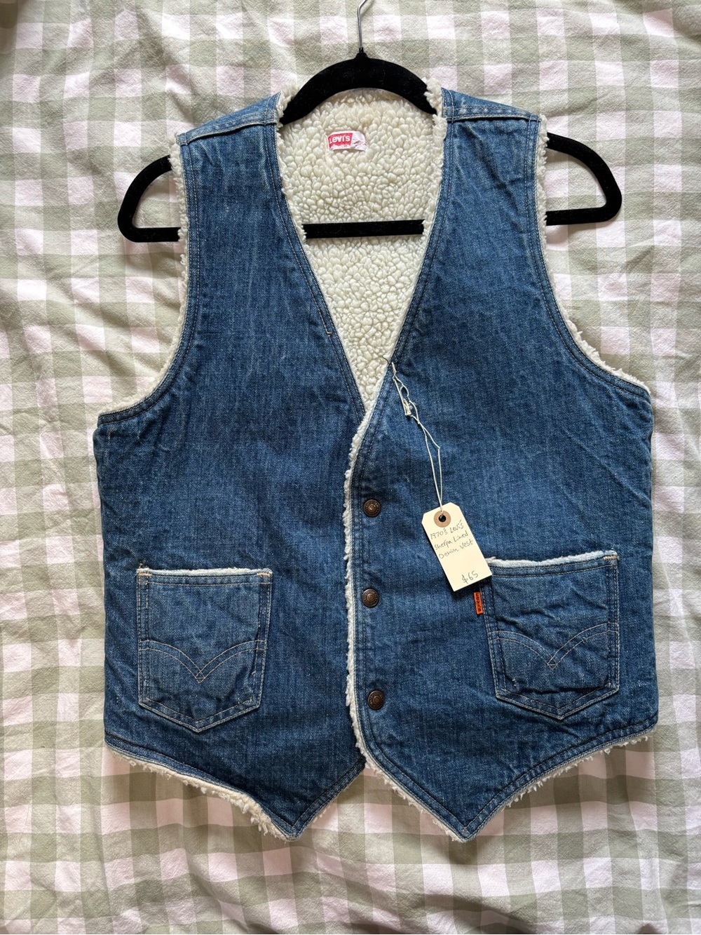 Levi's Blue Denim Sherpa Vest with Cream Lining